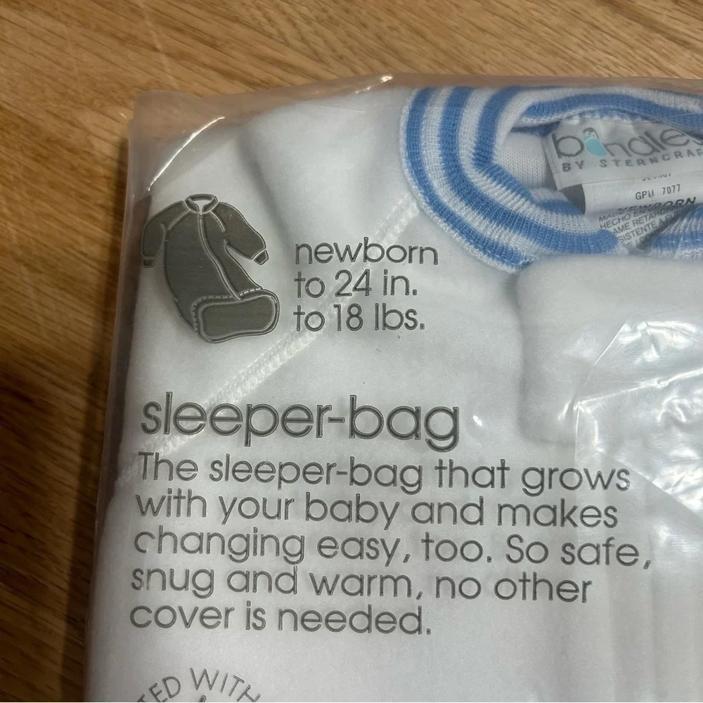 Vintage Bundles By Sterncraft Sleeper Bag NEW Sack Made in USA Baby White Blue